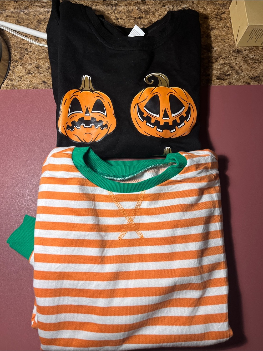 Kids Halloween Pumpkin Sweatshirt and stripped orange an white